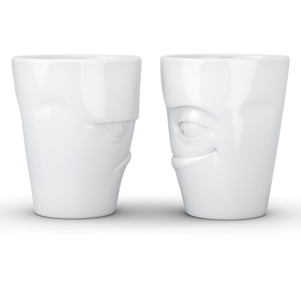 Grumpy & Impish- beyaz ikili bardak seti, 350 ml