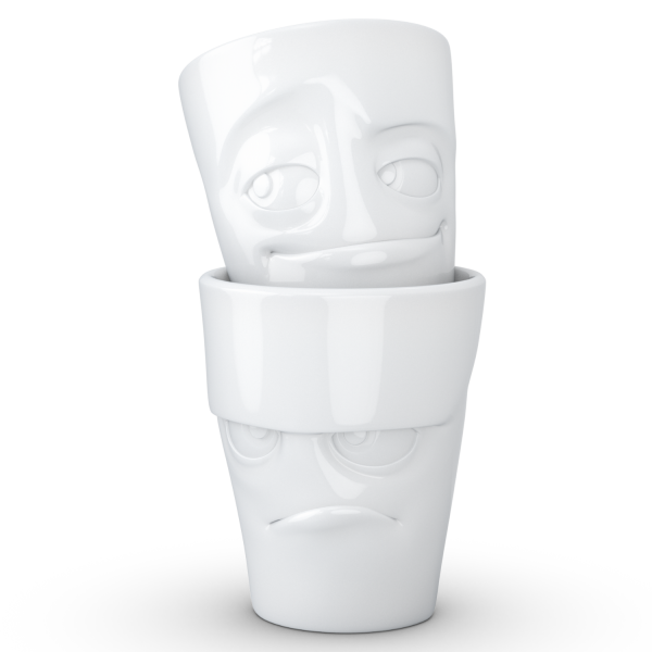 Grumpy & Impish- beyaz ikili bardak seti, 350 ml