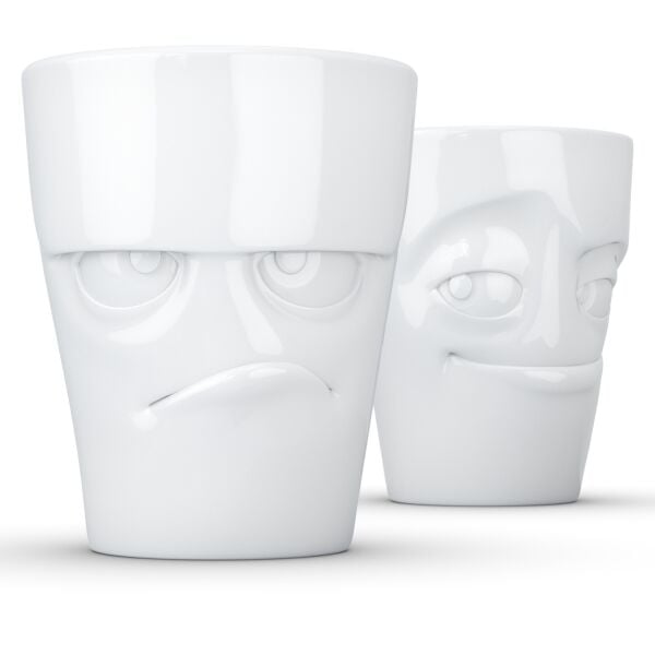 Grumpy & Impish- beyaz ikili bardak seti, 350 ml
