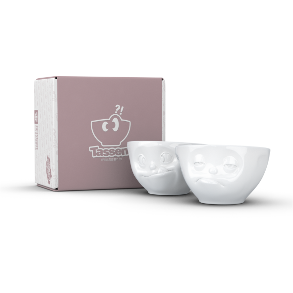 Tasty & Snoozy- beyaz orta boy ikili kase set, 200 ml