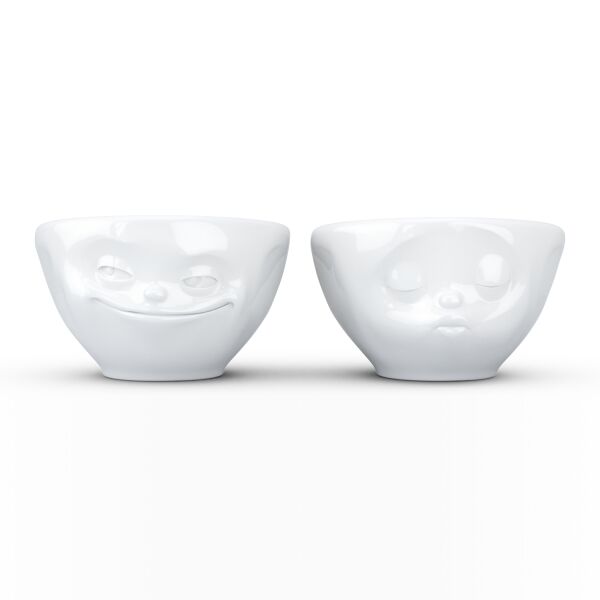 Grinning & Kissing- beyaz ikili küçük kase set, 100 ml