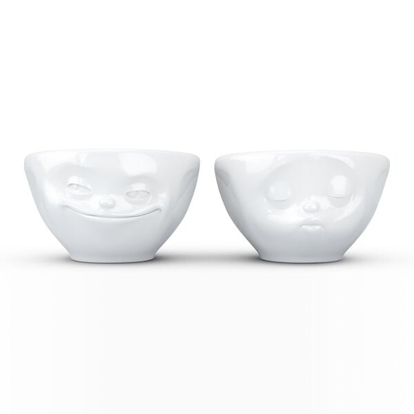 Grinning & Kissing- beyaz ikili küçük kase set, 100 ml