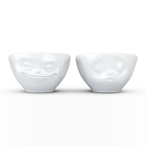 Grinning & Kissing- beyaz ikili küçük kase set, 100 ml