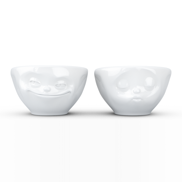 Grinning & Kissing- beyaz ikili küçük kase set, 100 ml