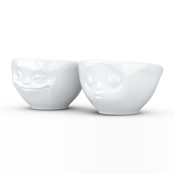 Grinning & Kissing- beyaz ikili küçük kase set, 100 ml