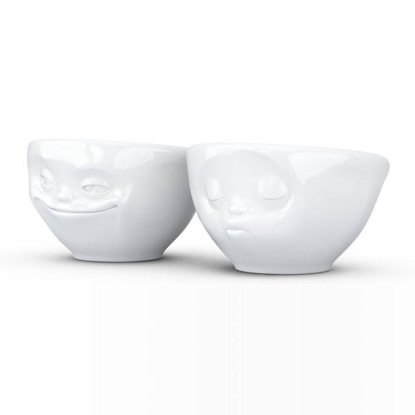 Grinning & Kissing- beyaz ikili küçük kase set, 100 ml