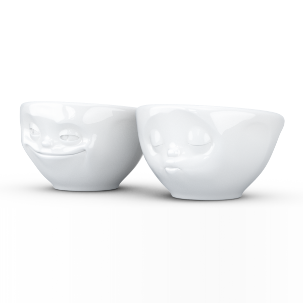 Grinning & Kissing- beyaz ikili küçük kase set, 100 ml
