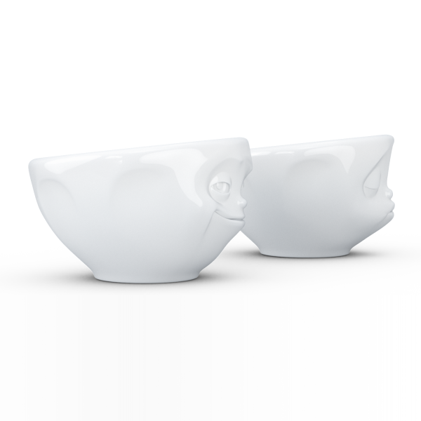 Grinning & Kissing- beyaz ikili küçük kase set, 100 ml