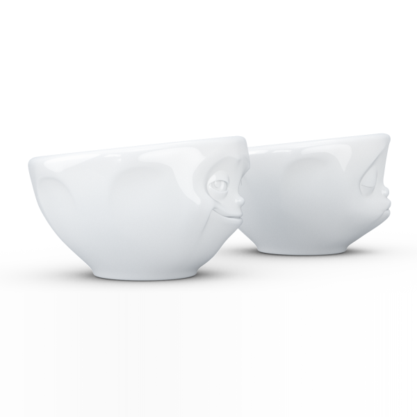 Grinning & Kissing- beyaz ikili küçük kase set, 100 ml