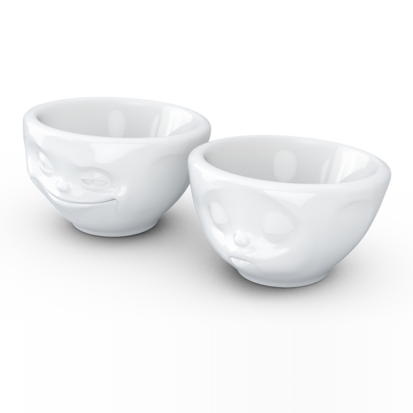 Grinning & Kissing- beyaz ikili küçük kase set, 100 ml