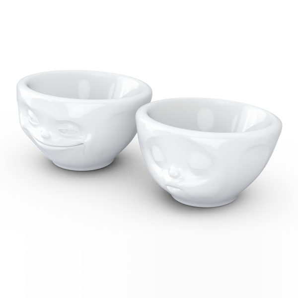 Grinning & Kissing- beyaz ikili küçük kase set, 100 ml