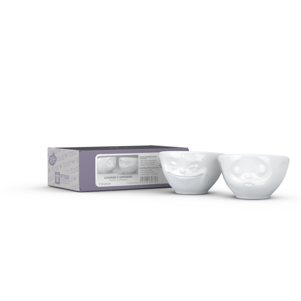 Grinning & Kissing- beyaz ikili küçük kase set, 100 ml