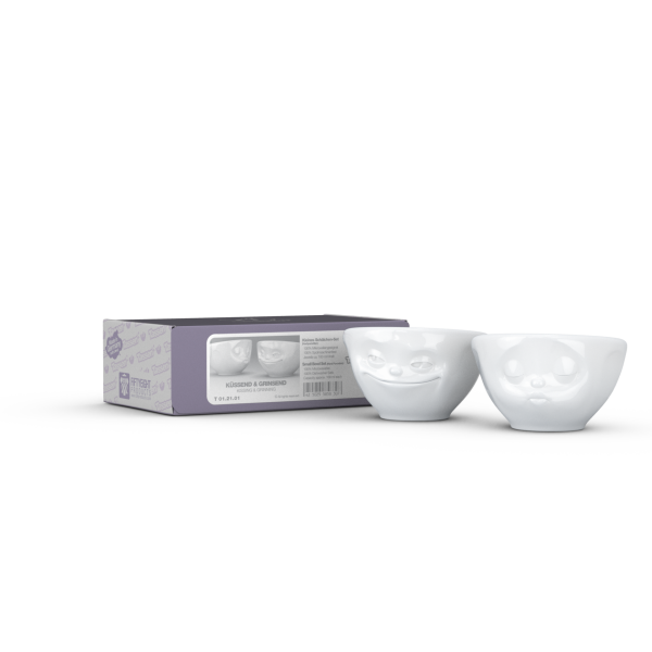 Grinning & Kissing- beyaz ikili küçük kase set, 100 ml
