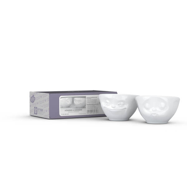 Grinning & Kissing- beyaz ikili küçük kase set, 100 ml