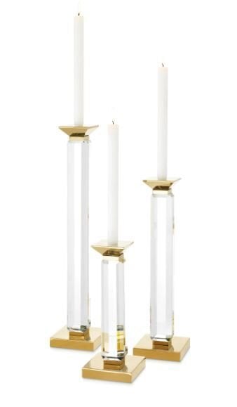 Candle Holder Livia gold finish clear set of 3