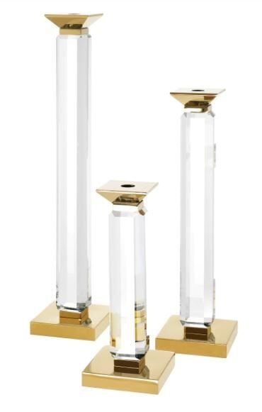 Candle Holder Livia gold finish clear set of 3