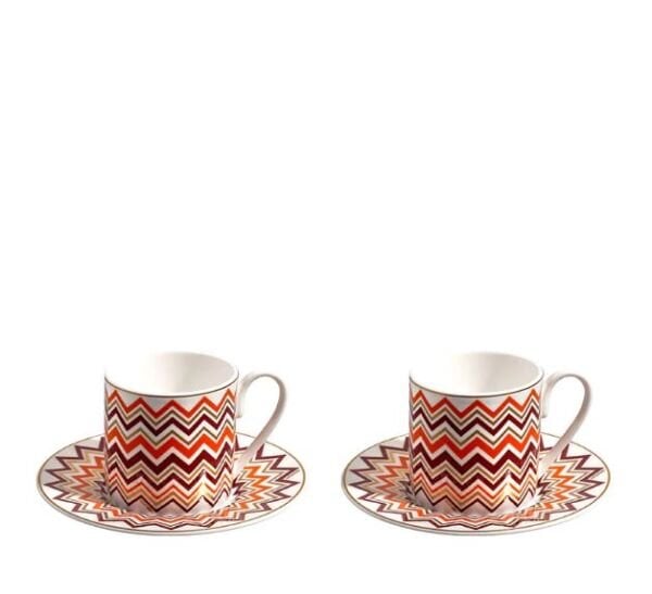 Iconic Turuncu Bordo 2 Kişilik Türk Kahvesi Fincan ve Tabağı