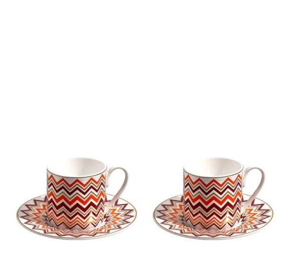 Iconic Turuncu Bordo 2 Kişilik Türk Kahvesi Fincan ve Tabağı