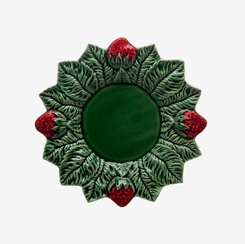 Yeşil Seramik Yemek Tabağı 26 Cm Strawberries