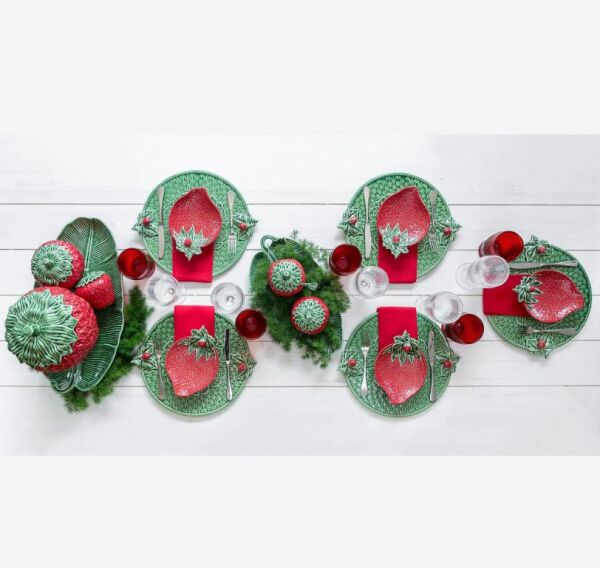 Yeşil Seramik Yemek Tabağı 26 Cm Strawberries