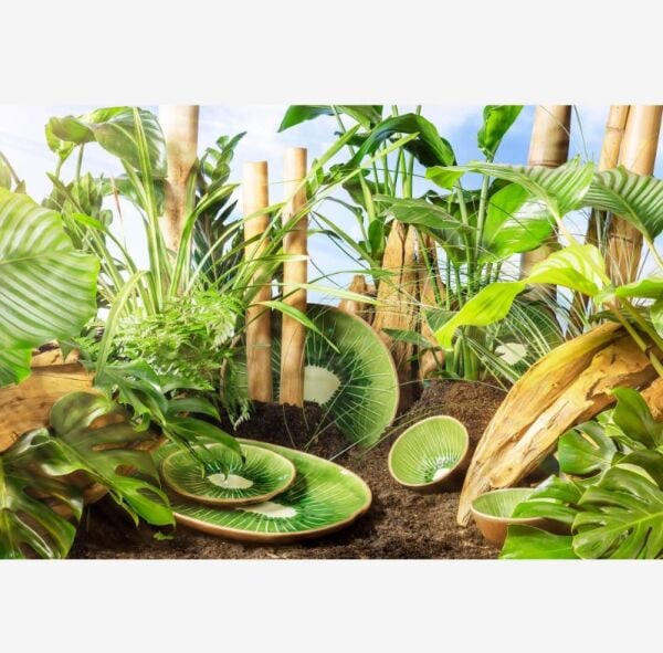 Yeşil Seramik Servis Kasesi 14 Cm Tropical Fruits