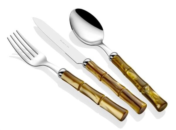 BAMBOO ZEYTİN YEŞİLİ 75 PARÇA ÇATAL BIÇAK SETİ