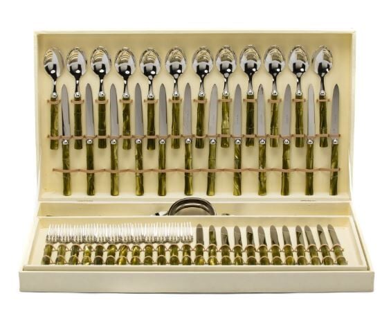 BAMBOO ZEYTİN YEŞİLİ 75 PARÇA ÇATAL BIÇAK SETİ