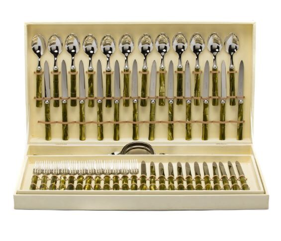 BAMBOO ZEYTİN YEŞİLİ 75 PARÇA ÇATAL BIÇAK SETİ