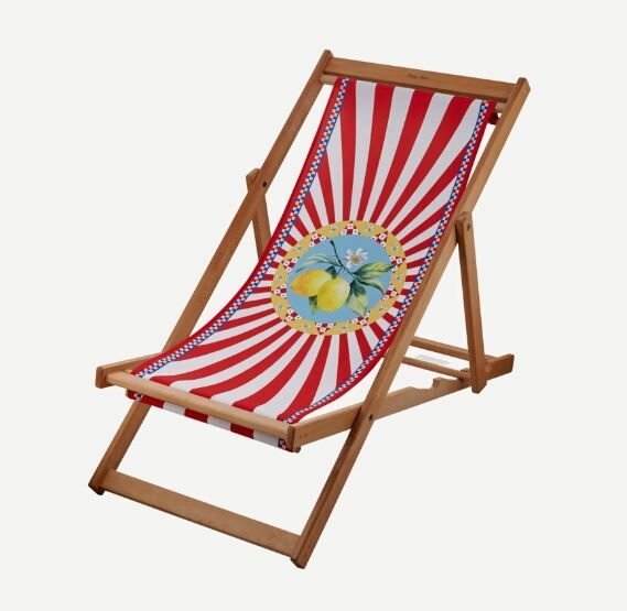 Capri Kırmızı Ahşap Şezlong 130 cm