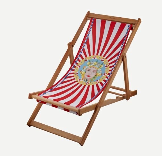 Kırmızı Ahşap Şezlong 130 cm