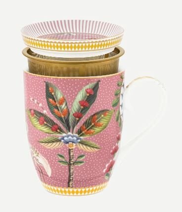 Pembe Porselen Süzgeçli Kupa 350 ml