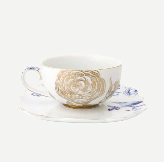 Mavi Beyaz Porselen Çay Fincanı 225 ml