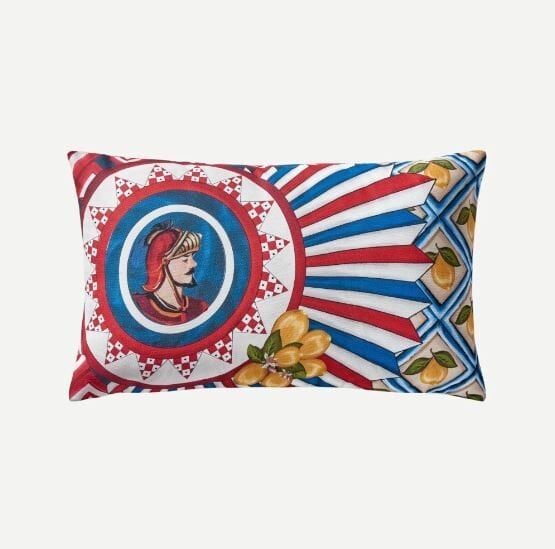 Kırmızı Mavi Polyester Dekoratif Yastık 35x50 cm