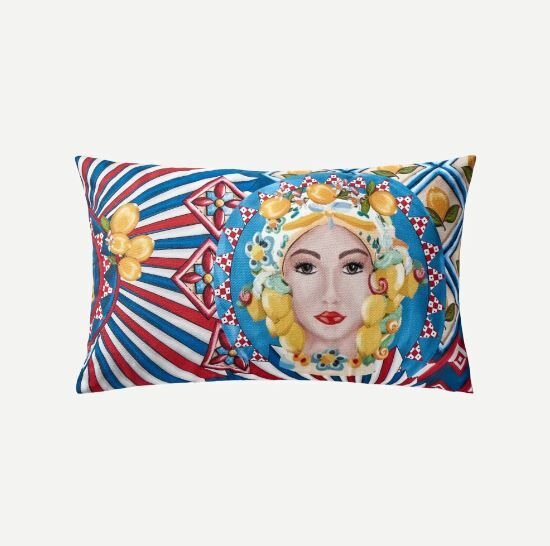 Kırmızı Mavi Polyester Dekoratif Yastık 35x50 cm