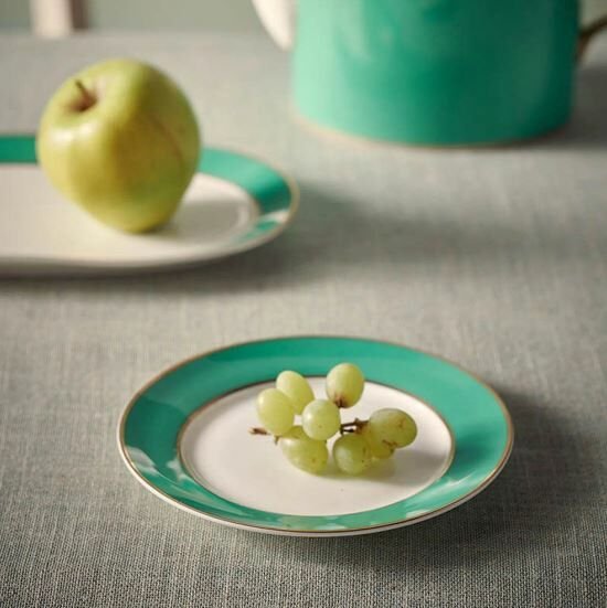 Yeşil Porselen Pasta Tabağı 17 cm
