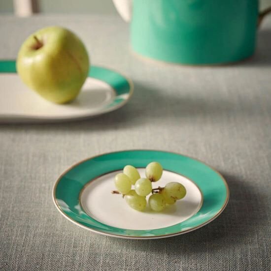 Yeşil Porselen Pasta Tabağı 17 cm