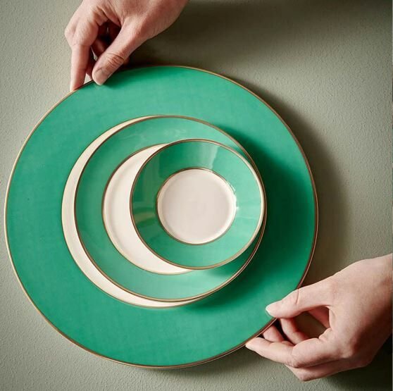 Yeşil Porselen Pasta Tabağı 17 cm