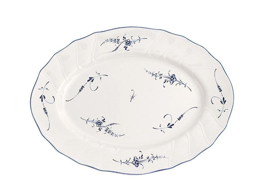 Old Luxembourg Blue Blanc Oval Servis Tabağı 36 cm