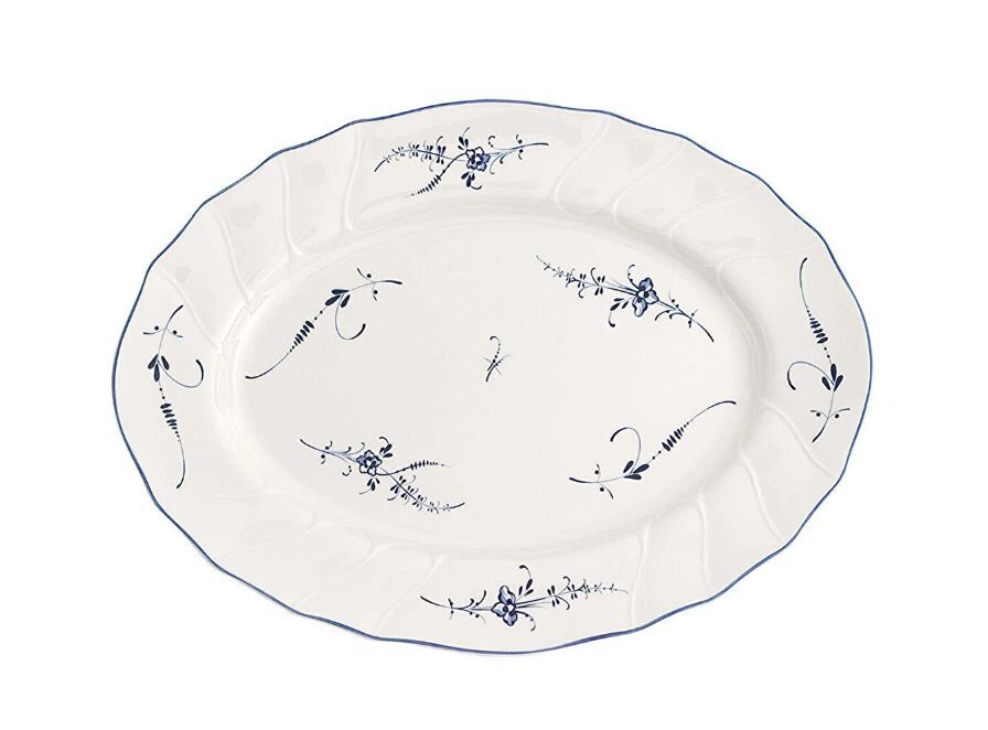 Old Luxembourg Blue Blanc Oval Servis Tabağı 36 cm