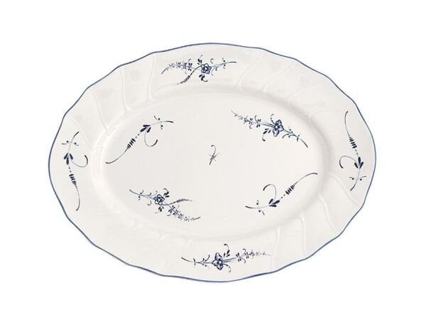 Old Luxembourg Blue Blanc Oval Servis Tabağı 36 cm