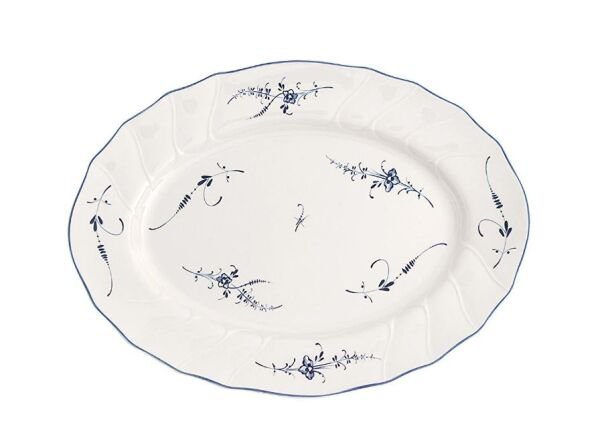 Old Luxembourg Blue Blanc Oval Servis Tabağı 36 cm