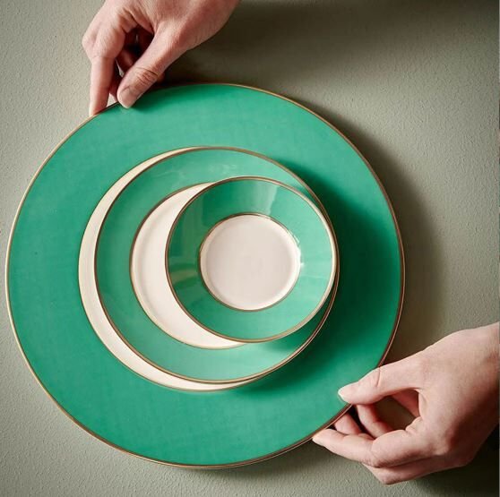 Yeşil Porselen Yemek Tabağı 28 cm