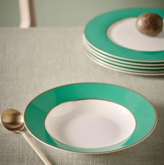 Yeşil Porselen Çukur Tabak 23,5 cm