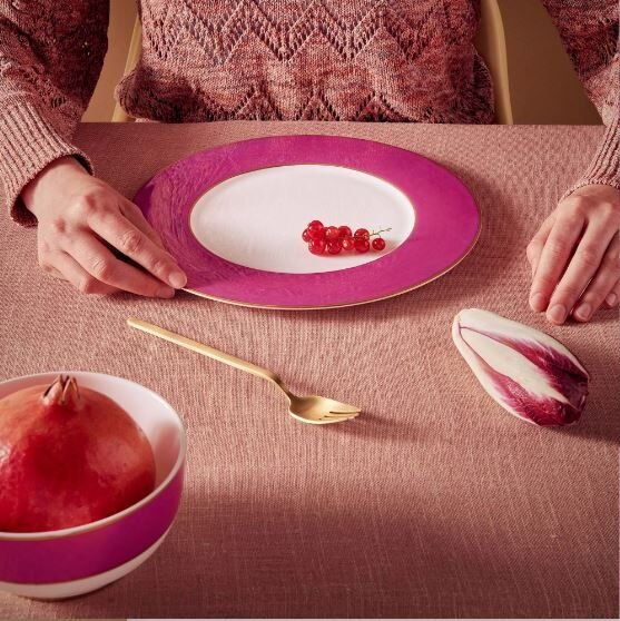 Pembe Porselen Pasta Tabağı 17 cm