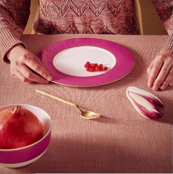Pembe Porselen Pasta Tabağı 17 cm