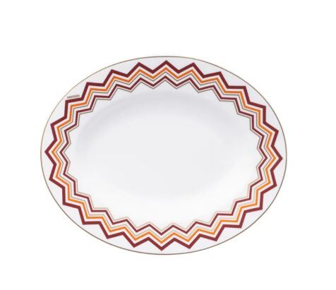 Iconic Turuncu Bordo Porselen Oval Servis Tabağı 23 cm