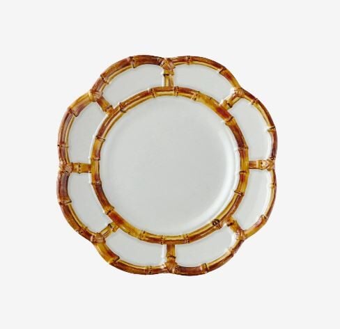 Beyaz Melamin Kahvaltı Tabağı 23 Cm Bambu