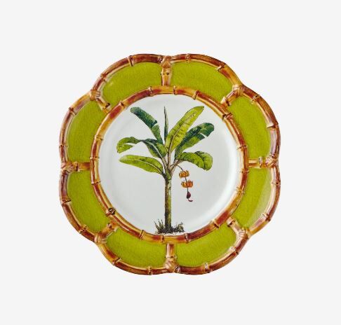 Yeşil beyaz Melamin Kahvaltı Tabağı 23 Cm Bambu