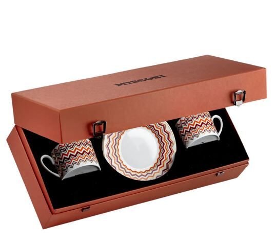 Iconic Turuncu Bordo 2 Kişilik Kahve & Çay Fincan ve Tabağı