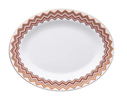 Iconic Turuncu Bordo Porselen Oval Servis Tabağı 36 cm